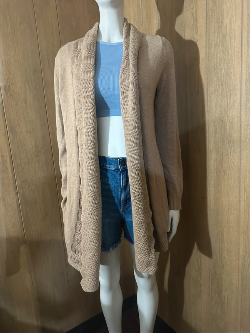 Banana Republic Tan Open-Front Knit Cardigan